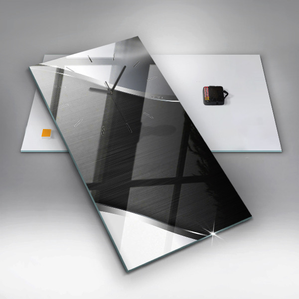 Zegar ścienny pionowy Czarno srebrne linie