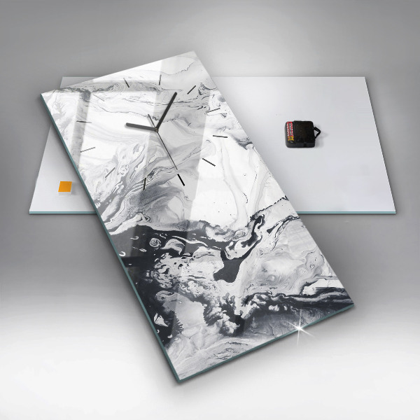 Zegar szklany pionowy Abstrakcja Tusz Marmur