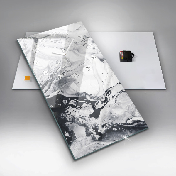 Zegar szklany pionowy Abstrakcja Tusz Marmur