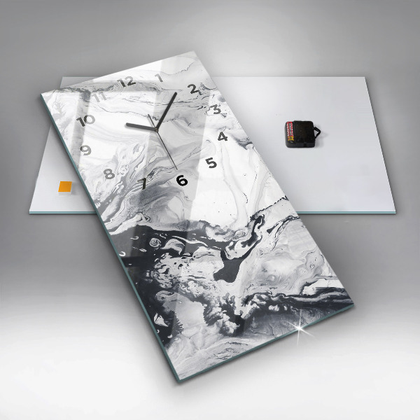 Zegar szklany pionowy Abstrakcja Tusz Marmur