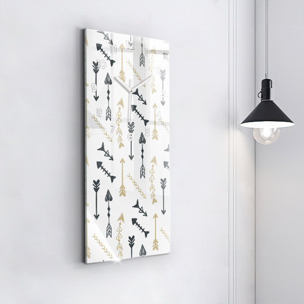 Zegar szklany pionowy Geometryczny wzór hipsterski