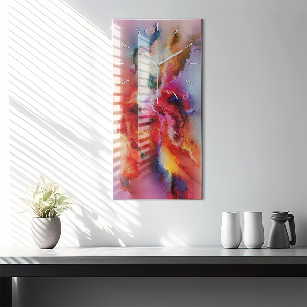 Zegar szklany pionowy Rozlane farby