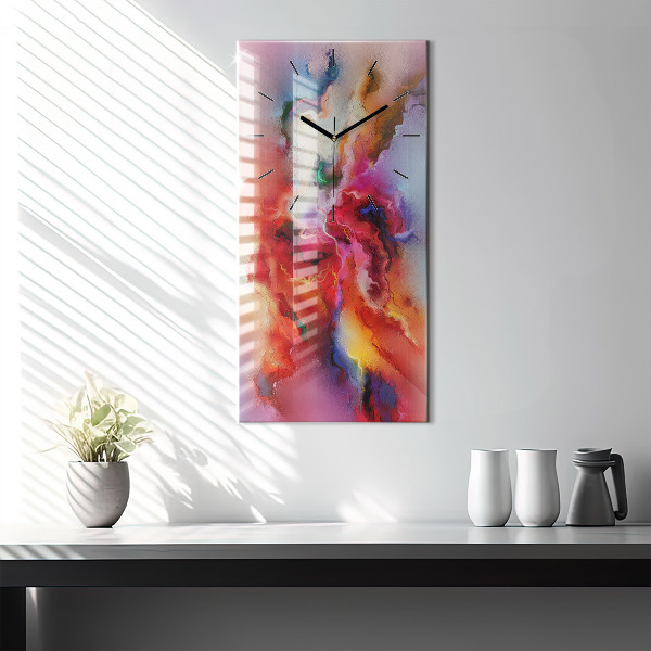 Zegar szklany pionowy Rozlane farby