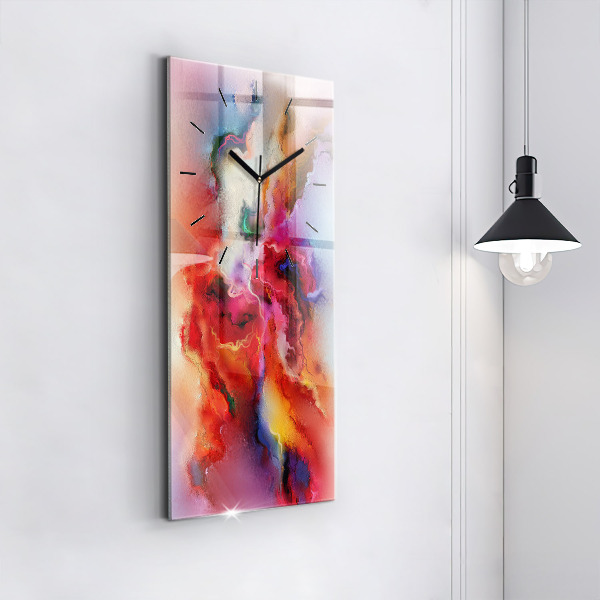 Zegar szklany pionowy Rozlane farby