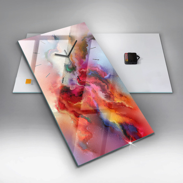 Zegar szklany pionowy Rozlane farby