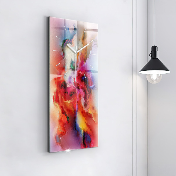 Zegar szklany pionowy Rozlane farby