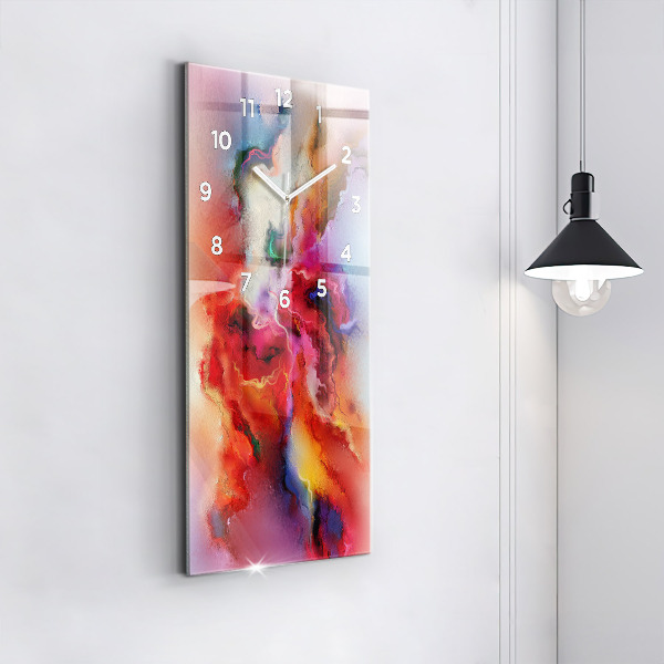 Zegar szklany pionowy Rozlane farby