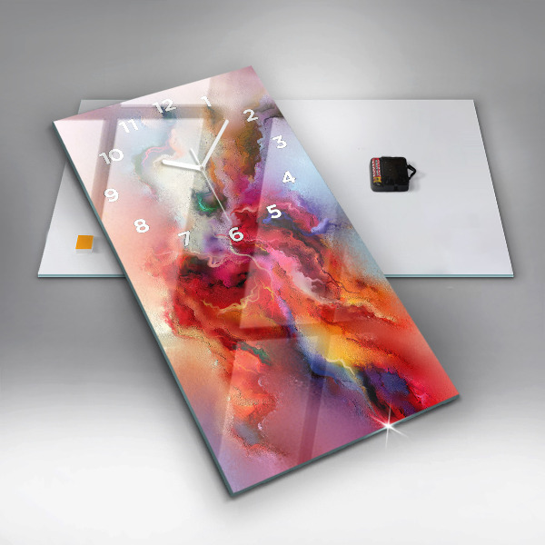 Zegar szklany pionowy Rozlane farby