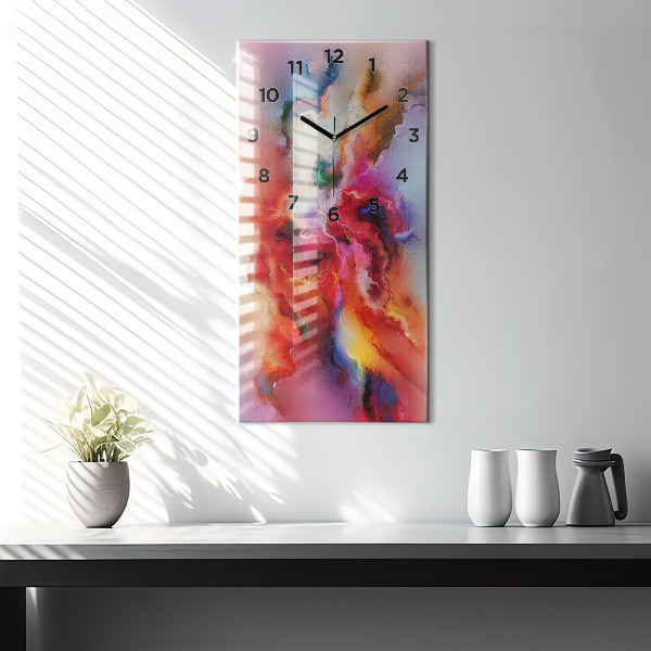 Zegar szklany pionowy Rozlane farby