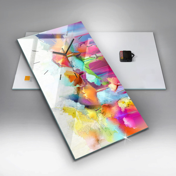 Zegar szklany pionowy Abstrakcyjne kwiaty