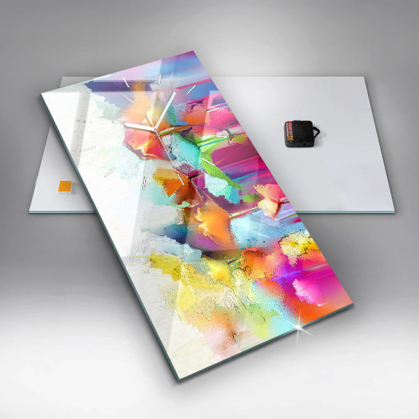 Zegar szklany pionowy Abstrakcyjne kwiaty