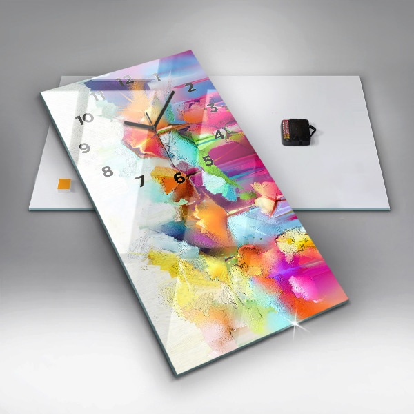 Zegar szklany pionowy Abstrakcyjne kwiaty