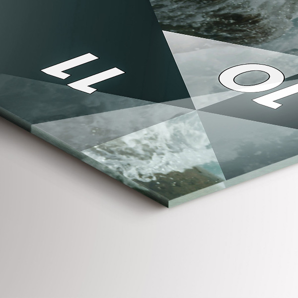 Zegar szklany pionowy Abstrakcja morskie fale