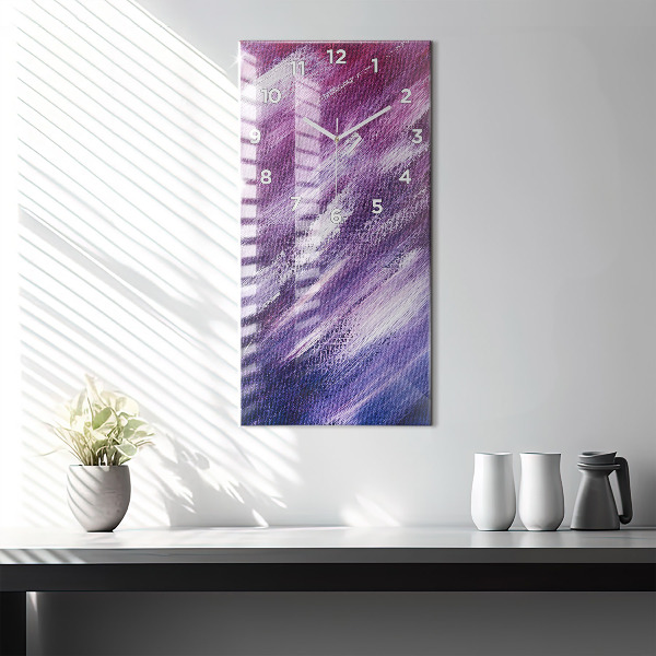 Zegar szklany pionowy Tekstura farbą akrylowa