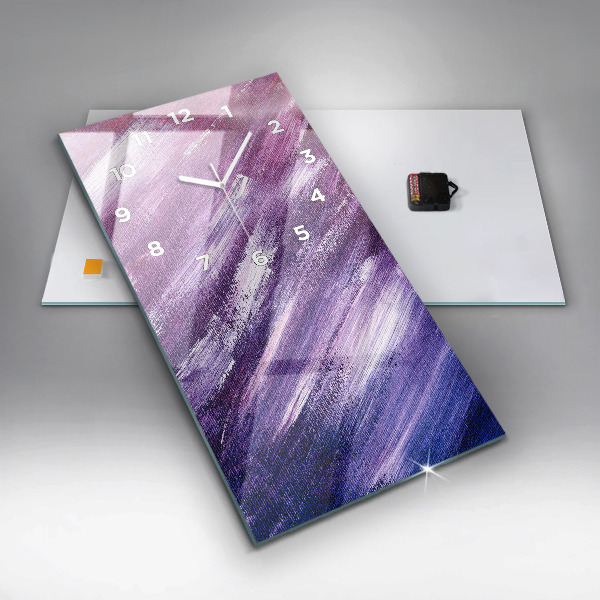 Zegar szklany pionowy Tekstura farbą akrylowa