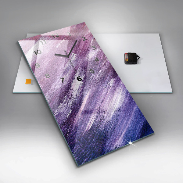 Zegar szklany pionowy Tekstura farbą akrylowa