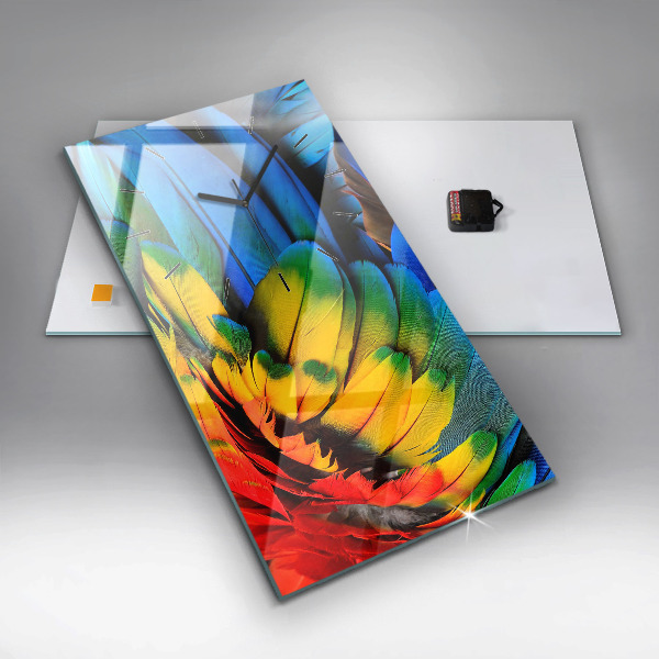 Zegar szklany pionowy Kolorowe skrzydła ptaka