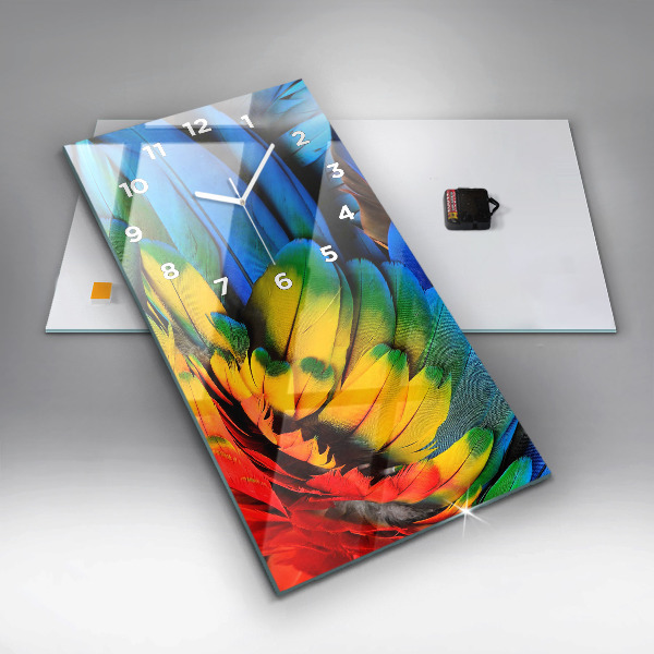 Zegar szklany pionowy Kolorowe skrzydła ptaka