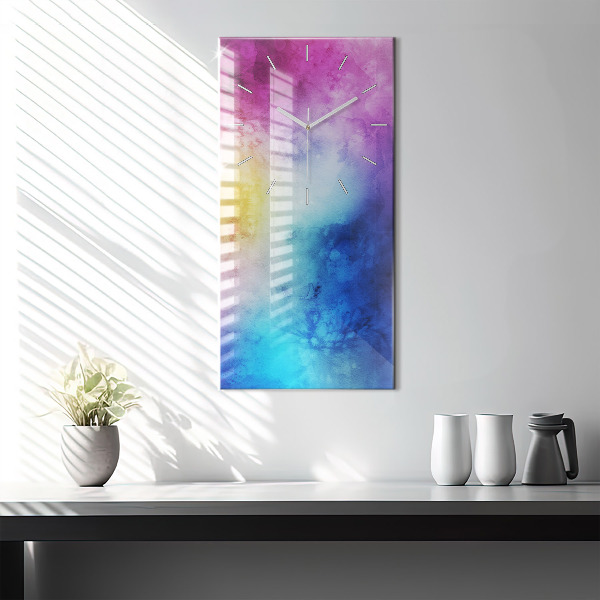 Zegar szklany pionowy Kolorowe Plamy