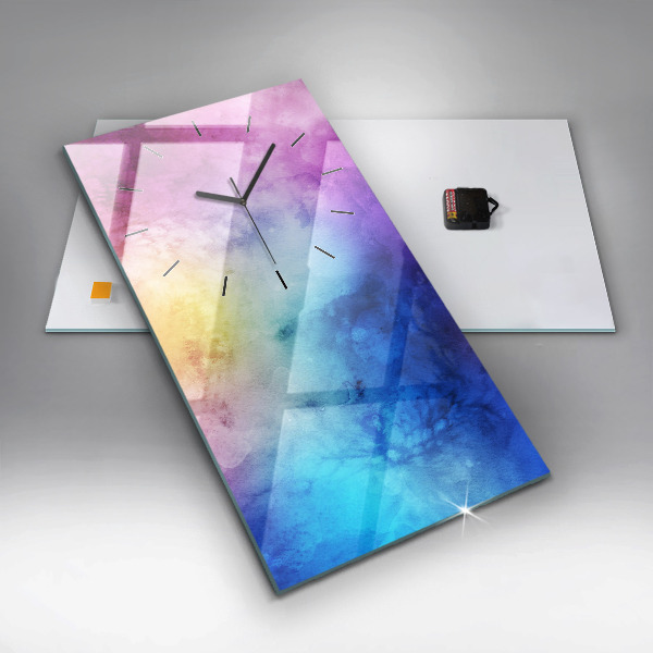 Zegar szklany pionowy Kolorowe Plamy