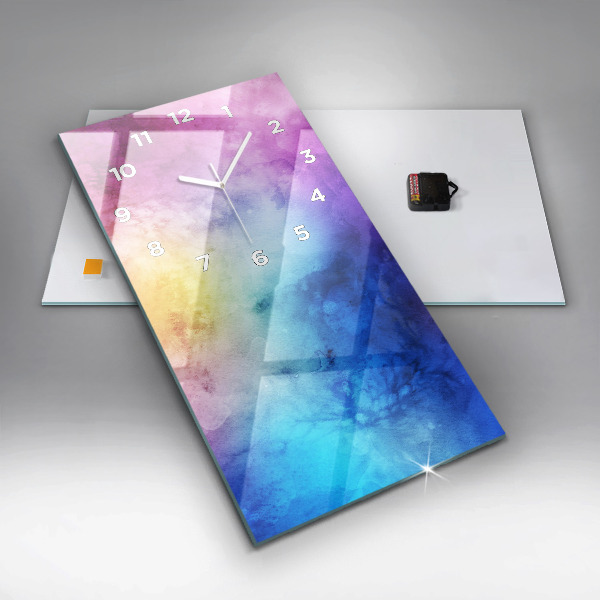 Zegar szklany pionowy Kolorowe Plamy