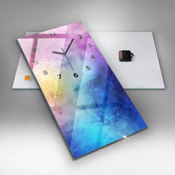 Zegar szklany pionowy Kolorowe Plamy