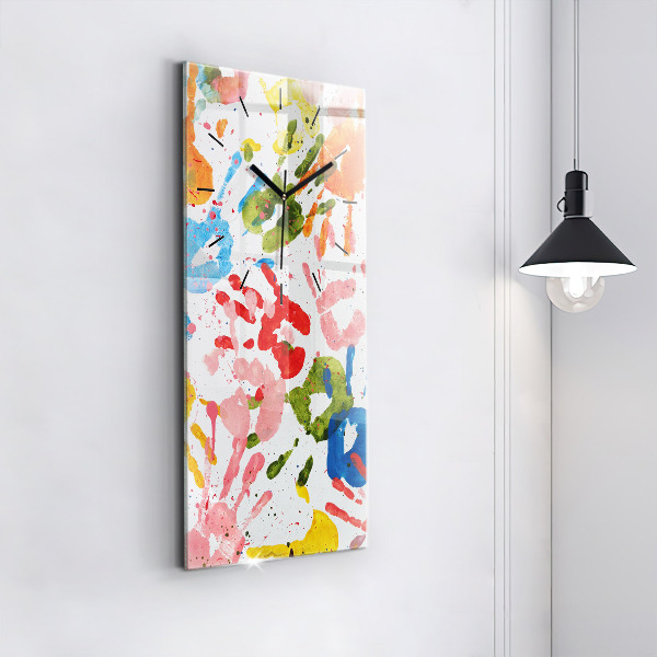 Zegar szklany pionowy Odbicia dłoni dzieci