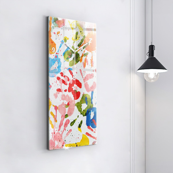 Zegar szklany pionowy Odbicia dłoni dzieci