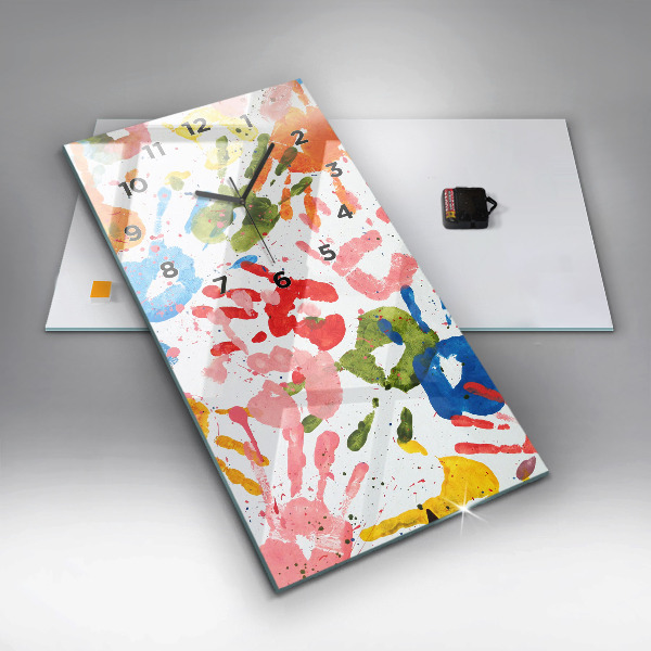 Zegar szklany pionowy Odbicia dłoni dzieci