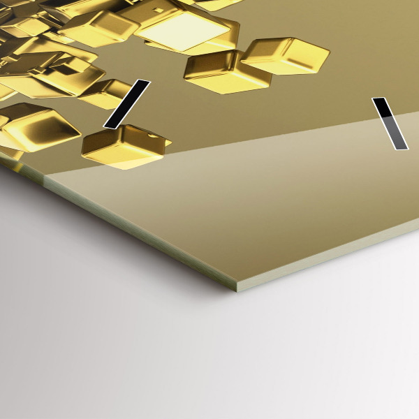 Zegar ścienny pionowy Złote kwadraty