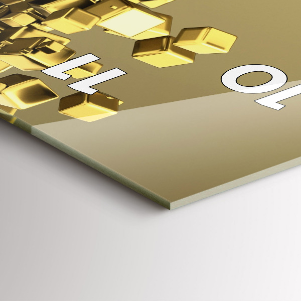 Zegar ścienny pionowy Złote kwadraty