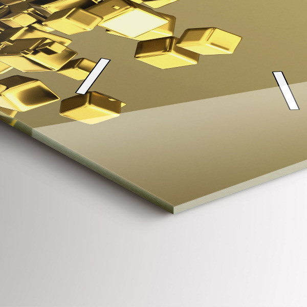 Zegar ścienny pionowy Złote kwadraty