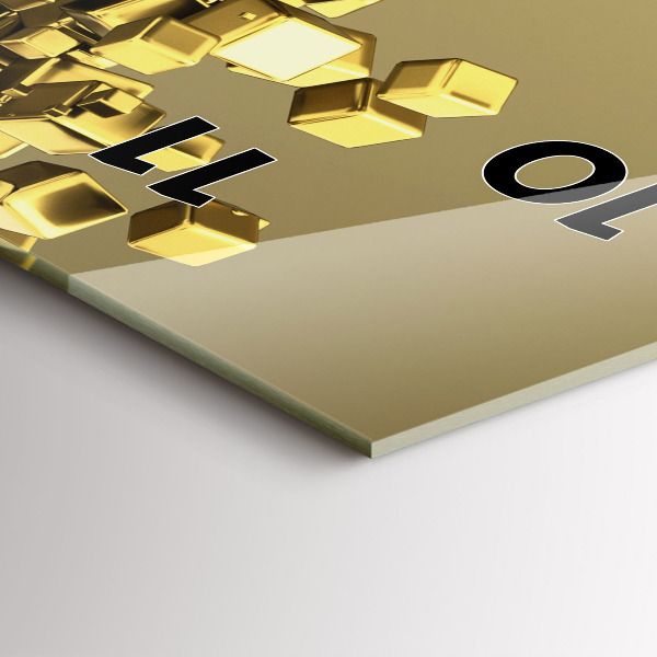 Zegar ścienny pionowy Złote kwadraty