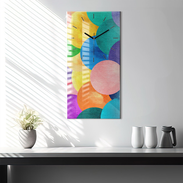 Zegar szklany pionowy Abstrakcyjne koła