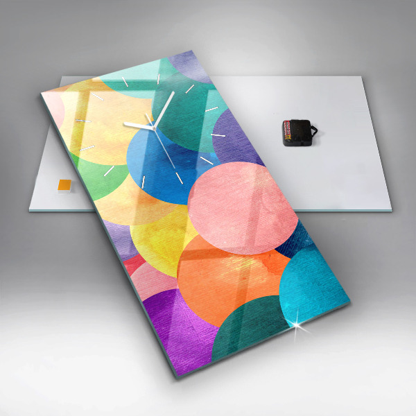 Zegar szklany pionowy Abstrakcyjne koła