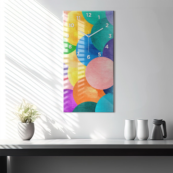 Zegar szklany pionowy Abstrakcyjne koła