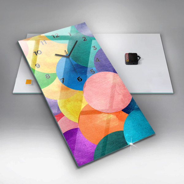 Zegar szklany pionowy Abstrakcyjne koła