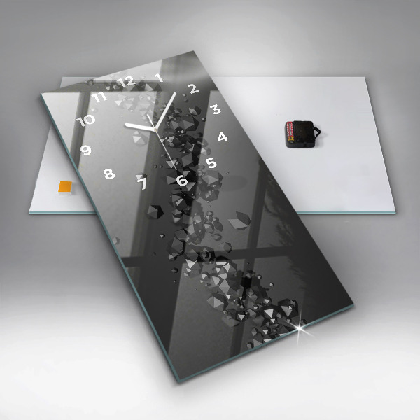 Zegar szklany pionowy Czarna abstrakcja