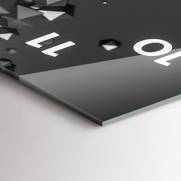 Zegar szklany pionowy Czarna abstrakcja