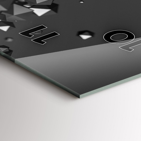 Zegar szklany pionowy Czarna abstrakcja