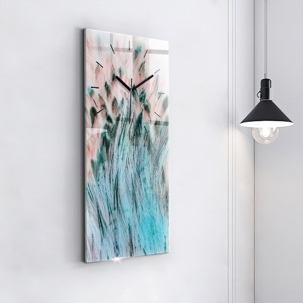 Zegar szklany pionowy Kolorowe pióra