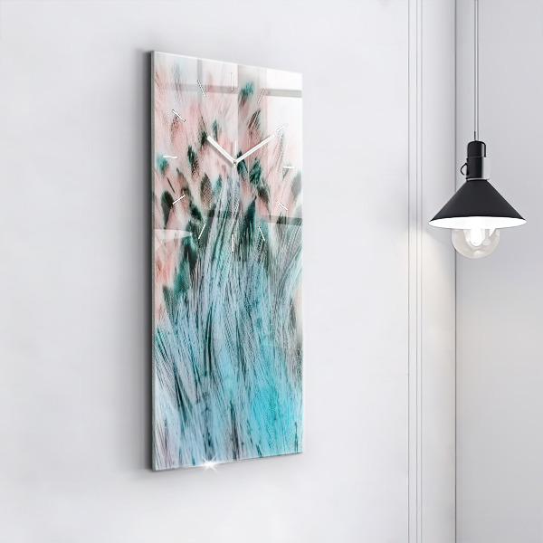 Zegar szklany pionowy Kolorowe pióra