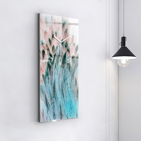 Zegar szklany pionowy Kolorowe pióra