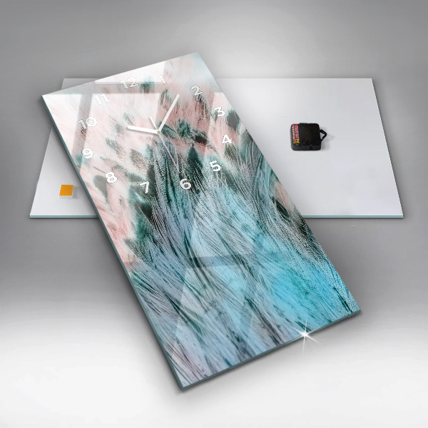 Zegar szklany pionowy Kolorowe pióra