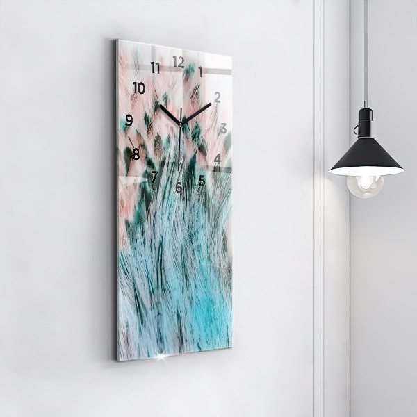 Zegar szklany pionowy Kolorowe pióra