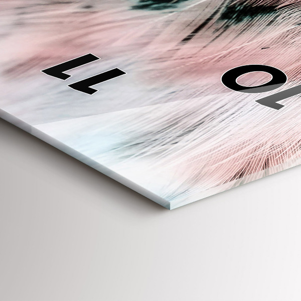 Zegar szklany pionowy Kolorowe pióra