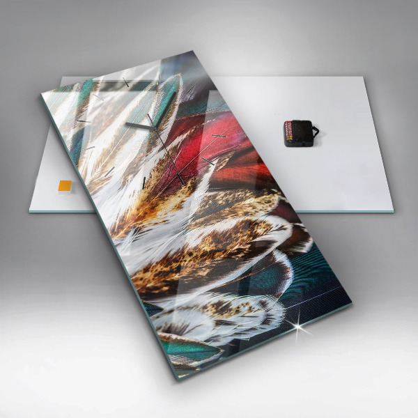 Zegar szklany pionowy Jasnobrązowe pióra ptaka