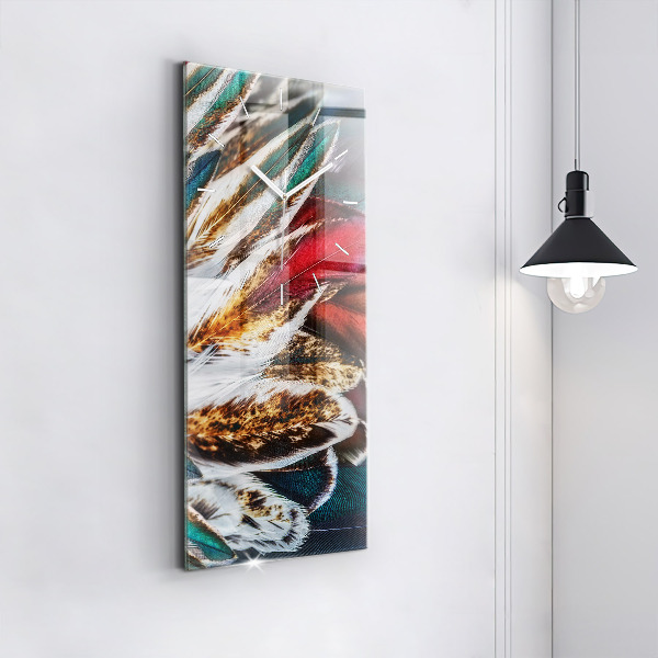 Zegar szklany pionowy Jasnobrązowe pióra ptaka