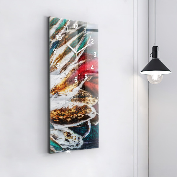 Zegar szklany pionowy Jasnobrązowe pióra ptaka