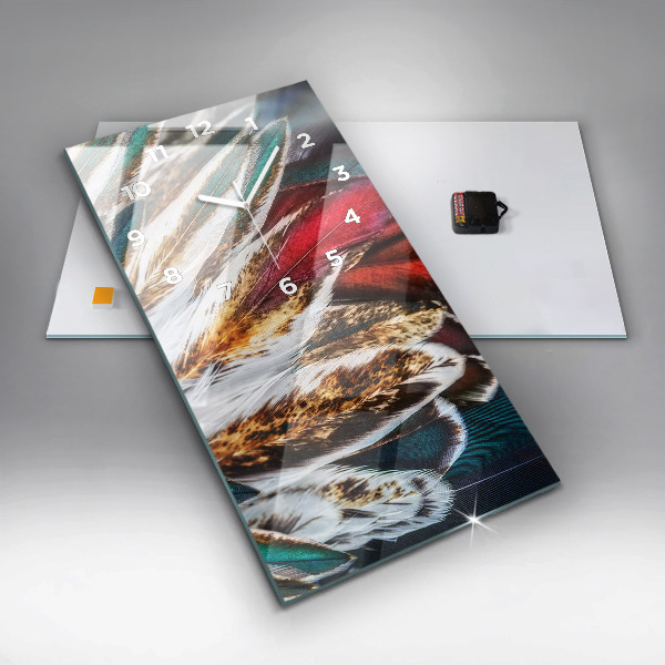 Zegar szklany pionowy Jasnobrązowe pióra ptaka